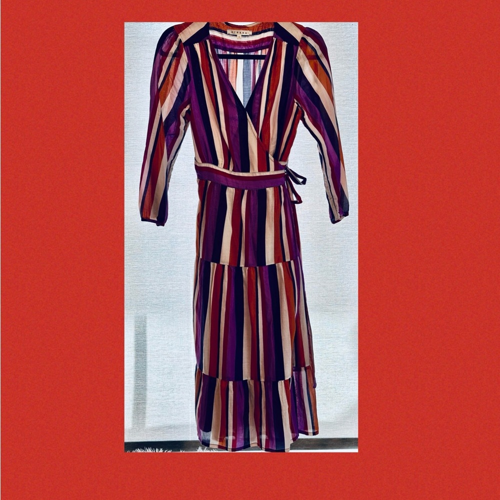 XIRENA Striped Multicolor Wrap Dress